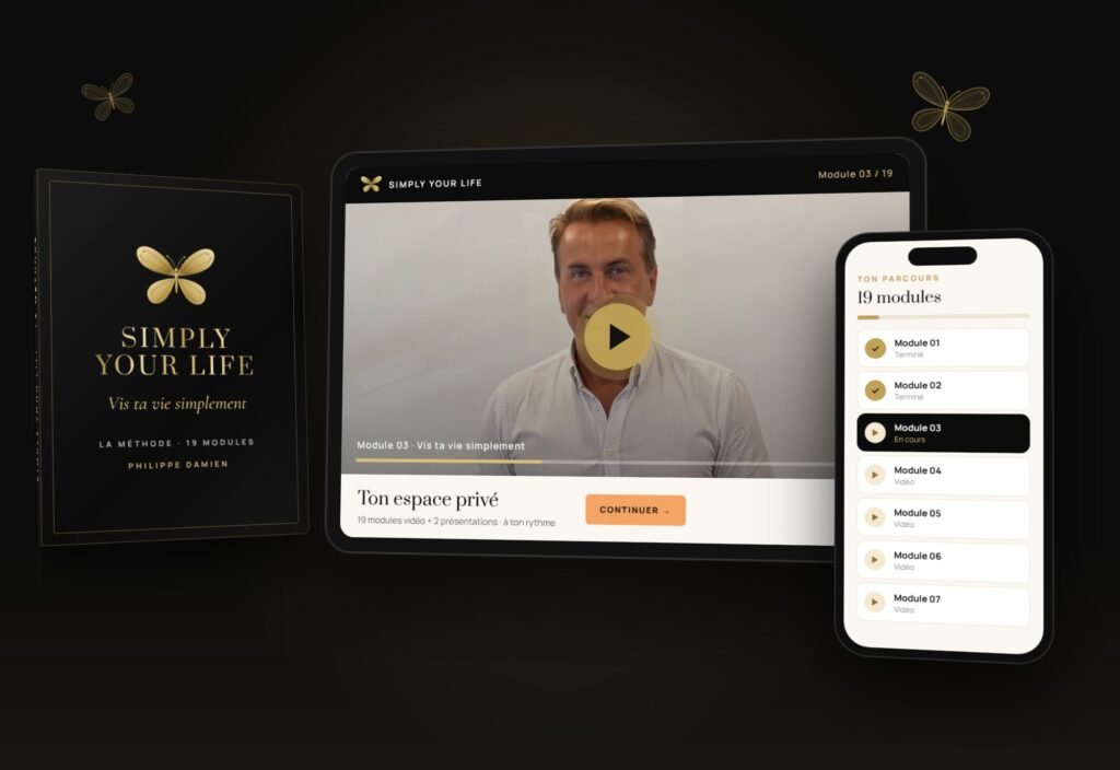 La méthode Simply Your Life sur tablette et smartphone : 19 modules vidéo dans ton espace privé