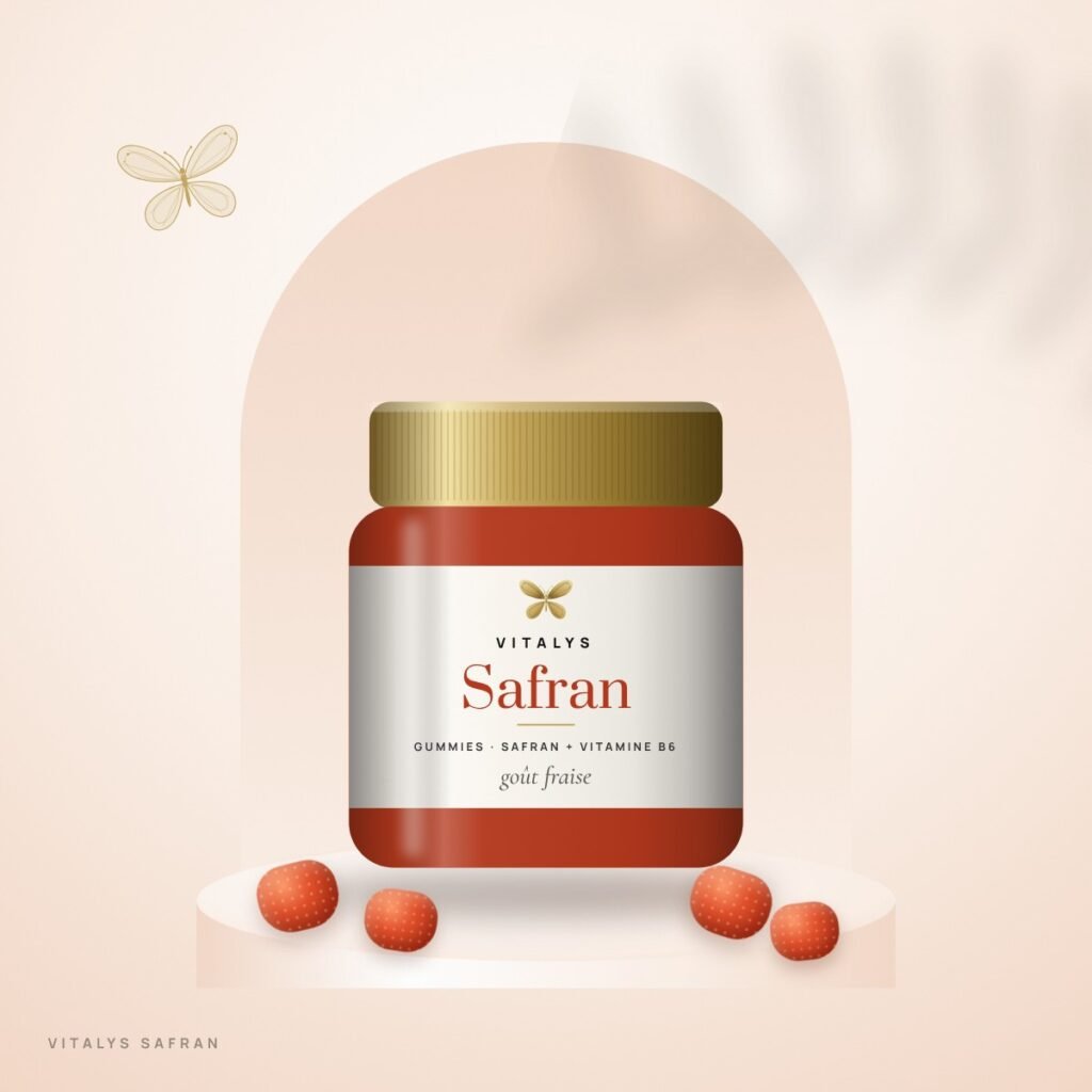 Pot de gummies Vitalys Safran, goût fraise